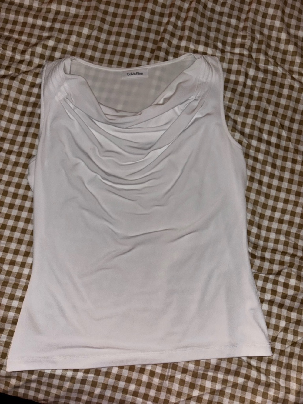 Calvin Klein White Sleeveless Cowl Neck Camisole